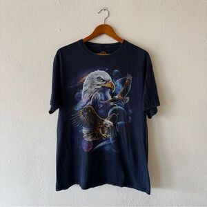 Eagle Graphic T Shirt Blue Space Galaxy Animal Art Cosmic Tee L